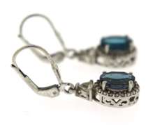 Sterling Silver Blue London Topaz Drop Earrings