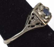 Antiqued Sterling Silver Ring With Blue Stone