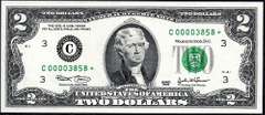 Gem Crisp 2003 $2 Star Replacement Note Philadelphia Very Low Serial Number!