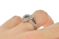10K White Gold Pave Black & White Diamond Encrusted Heart Ring
