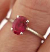 Sterling Silver Oval Ruby Ring