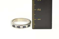 14K White Gold 0.50 Ctw Sapphire Diamond Wedding Band Ring