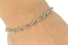 10K White Gold 1.00 Ctw Diamond Encrusted Wavy Link Tennis Bracelet