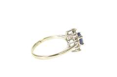 10K White Gold Oval Sapphire Diamond Halo Engagement Ring