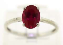 Sterling Silver Oval Ruby Ring