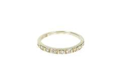 18K White Gold Art Deco Diamond Five Stone Wedding Band Ring