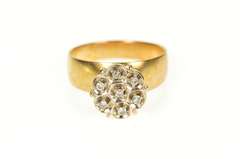 10K Yellow Gold Round Retro Diamond Raised Statement Ring