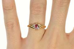 14K Yellow Gold Marquise Ruby Diamond Accent Freeform Ring