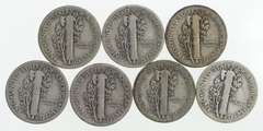 Lot (7) 1921 Mercury Dimes