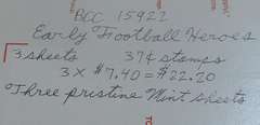 Stamps:  Early Football  $22.20 face
