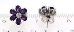 Terrific Amethyst & Diamond Flower Earrings in 18K