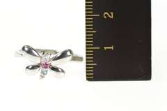 14K White Gold Diamond Ruby Inset Butterfly Statement Ring