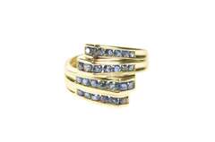 14K Yellow Gold 0.52 Ctw Sapphire Squared Tiered Statement Ring