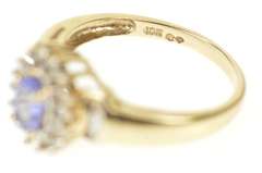 10K Yellow Gold Oval Tanzanite Diamond Halo Engagement Ring