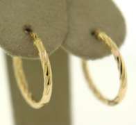 Simple Yellow Gold Diamond Cut Small Hoop