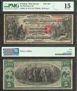 $5 1875 The Mechanics NB of Trenton, NJ Ch #1327 RARE BANK PMG Ch Fine 15