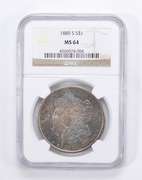 MS64 1880-S Morgan Silver Dollar - Blue Toned - Graded by NGC