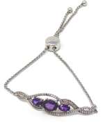 3 Stone Amethyst Bolo Bracelet