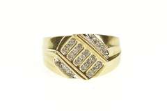 10K Yellow Gold Men's Diamond Squared Geometric Statement Ring