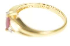 14K Yellow Gold Marquise Ruby Diamond Accent Freeform Ring
