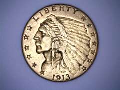 1913 US Indian $2 1/2 Gold Quarter Eagle