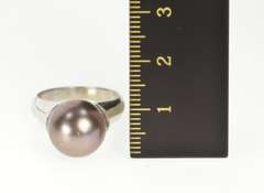 18K White Gold Tahitian Pearl Ornate Bezel Cocktail Ring