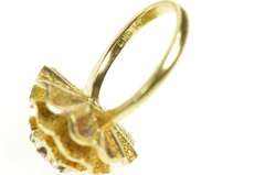 14K Yellow Gold 1950's Diamond Cluster Frilly Round Cocktail Ring