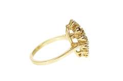 10K Yellow Gold Round Garnet Marquise Cluster Retro Cocktail Ring