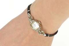 Art Deco Bulova Diamond Inset Ornate Ladies Women's Watch