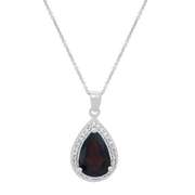 Sterling Silver 6ct Garnet & CZ Teardrop Pendant