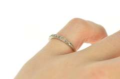 18K White Gold Art Deco Diamond Five Stone Wedding Band Ring