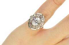 14K White Gold Oval Baguette Ballerina Halo Travel Engagement Ring