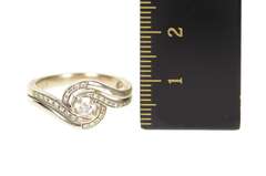 10K White Gold Round Diamond Wavy Bypass Engagement Ring