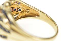 10K Yellow Gold Braid Channel Sapphire Twist Wavy Statement Ring