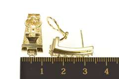 14K Yellow Gold Graduated Cubic Zirconia Squared French Clip Earrings