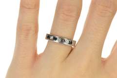 14K White Gold 0.50 Ctw Sapphire Diamond Wedding Band Ring