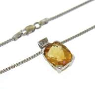 Fabulous 14kt WG Oval Cut Citrine and Diamond Necklace
