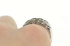 10K White Gold 0.70 Ctw Diamond Striped Statement Band Ring