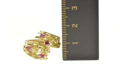 14K Yellow Gold Emerald Cut Ruby Tree Branch Motif Statement Ring