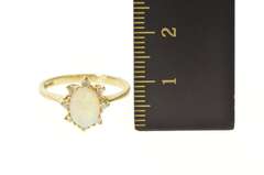 14K Yellow Gold Natural Opal Diamond Halo Engagement Ring