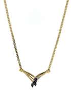 Stunning Yellow Gold Blue Sapphire and Diamond Necklace