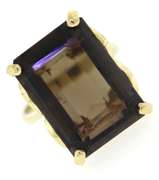 Beautiful 14kt YG Emerald Cut Smokey Quartz Ring