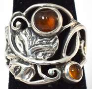 Sterling Silver & Amber Ring