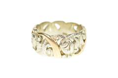 14K White Gold 9.3mm Victorian Etched Scroll Wedding Band Ring