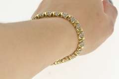 10K Yellow Gold 4.00 Ctw Diamond Cluster X Link Tennis Bracelet