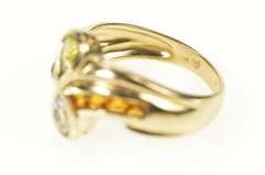 10K Yellow Gold Pear Blue Topaz Peridot Princess Citrine Ring