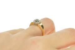 14K Yellow Gold Round Blue Topaz Diamond Halo Engagement Ring