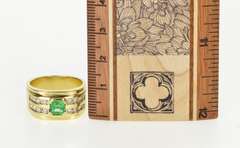 14K Yellow Gold 1.59 Ctw Emerald Diamond Channel Statement Ring