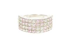 10K White Gold Pave Pink & White Cubic Zirconia Band Ring