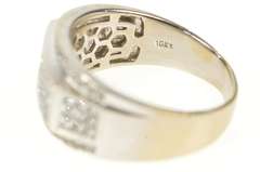 10K White Gold 0.72 Ctw Pave Diamond Men's Squared Statement Ring